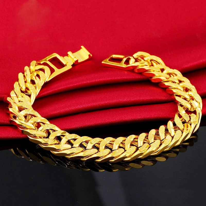 24k High Quality Gold Plated Chain Bracelet for Man - REOSHOP ...